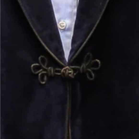 Black Velvet Shawl Blazer w/ Gold Trim & Frog Closure – Holiday Party, Unisex S - Picture 14 of 15